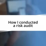 How I conducted a risk audit