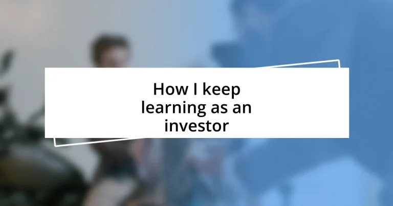 How I keep learning as an investor