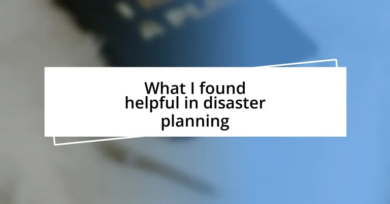 What I found helpful in disaster planning