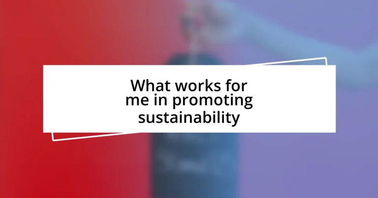 What works for me in promoting sustainability