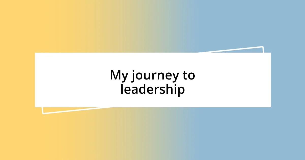 My journey to leadership