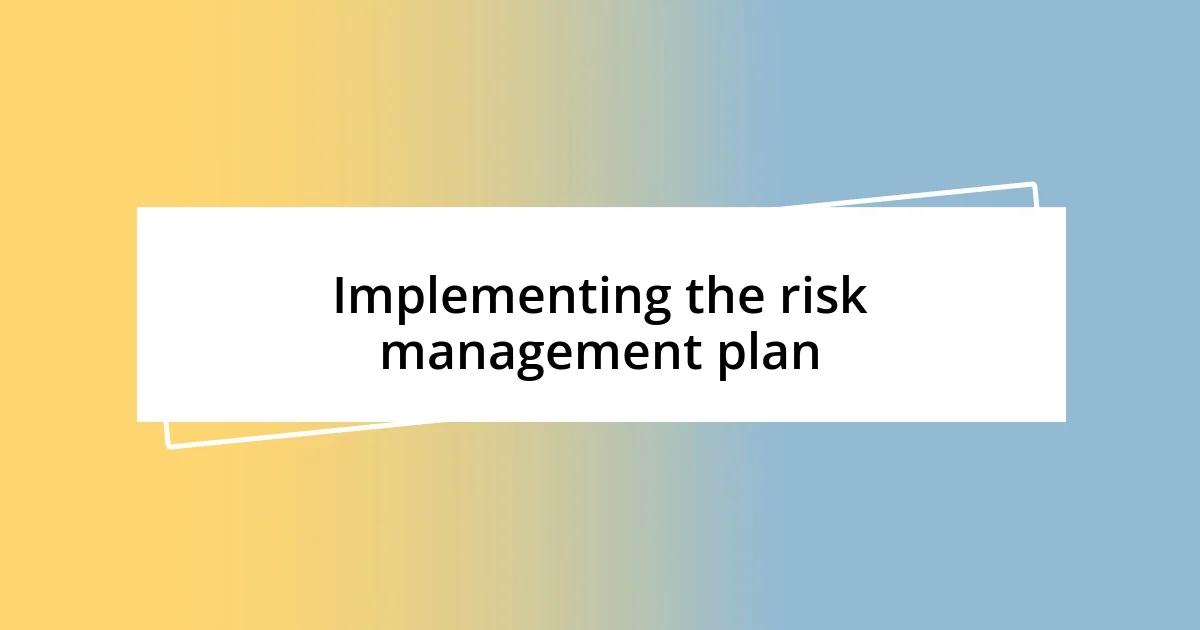 Implementing the risk management plan