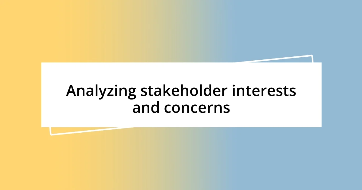 Analyzing stakeholder interests and concerns