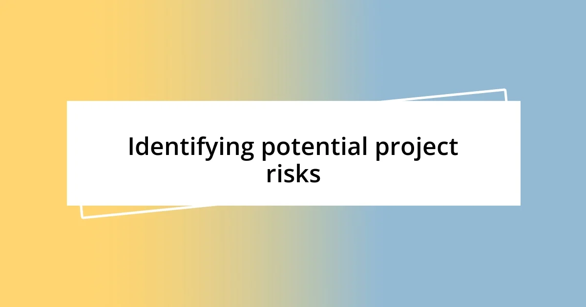 Identifying potential project risks