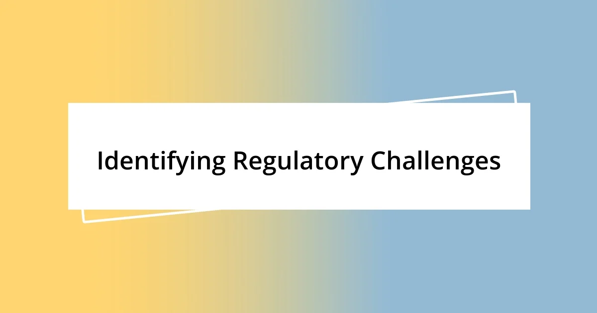 Identifying Regulatory Challenges