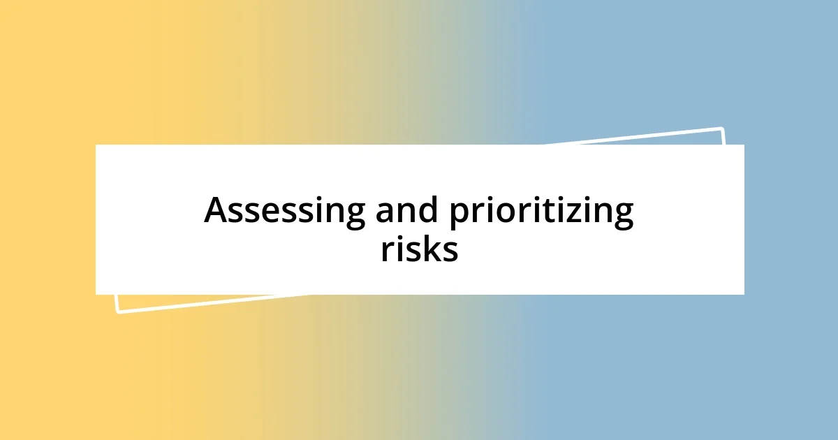 Assessing and prioritizing risks