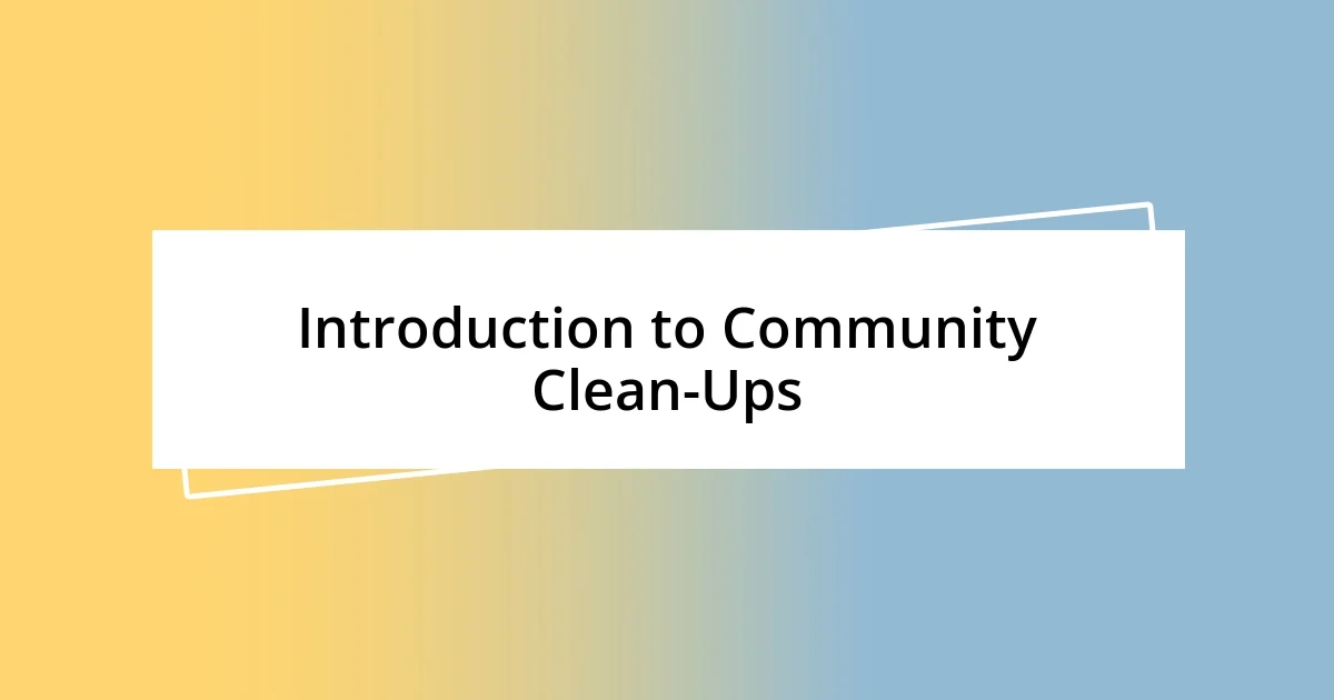 Introduction to Community Clean-Ups