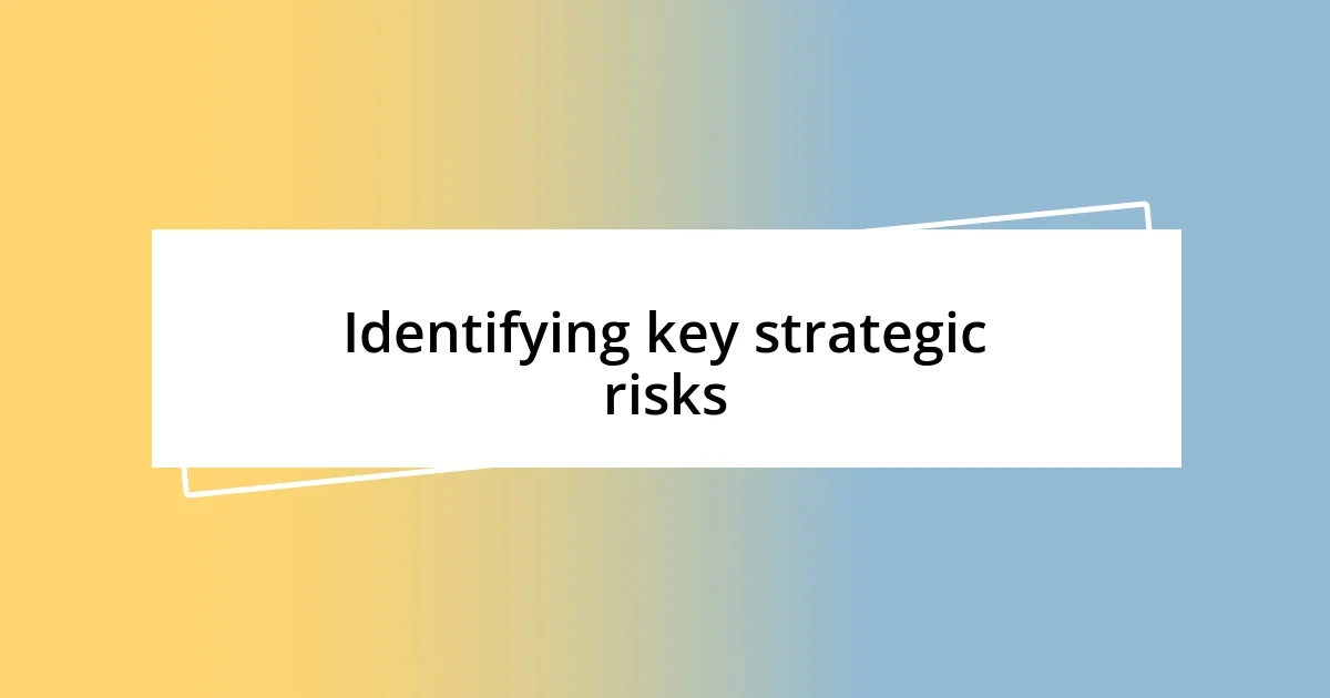 Identifying key strategic risks