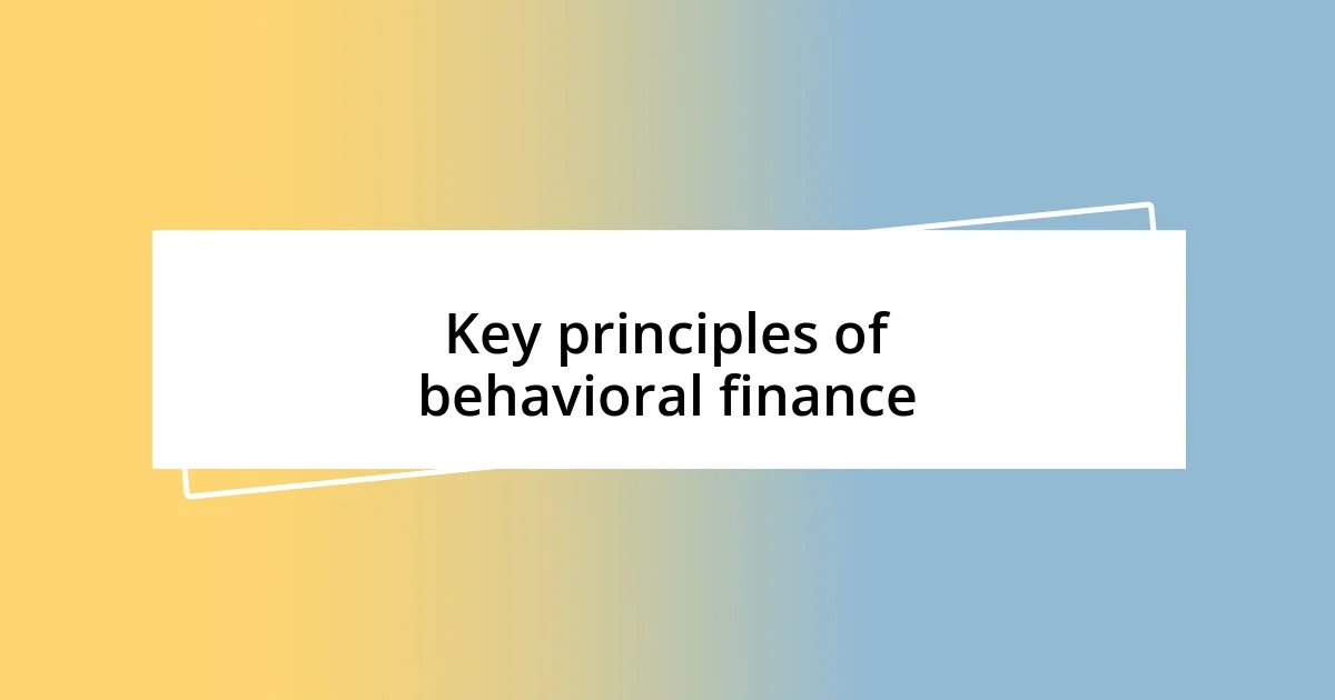 Key principles of behavioral finance