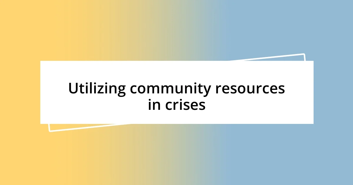 Utilizing community resources in crises